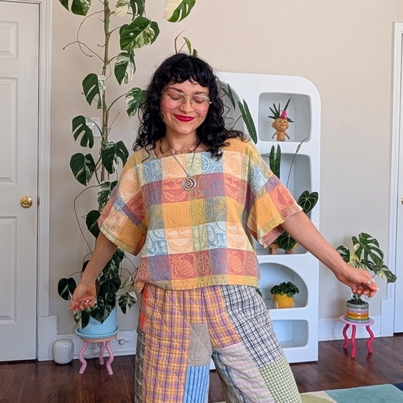 SOLD - Colorful Patchwork Repurposed Top - Picture 8 of 8